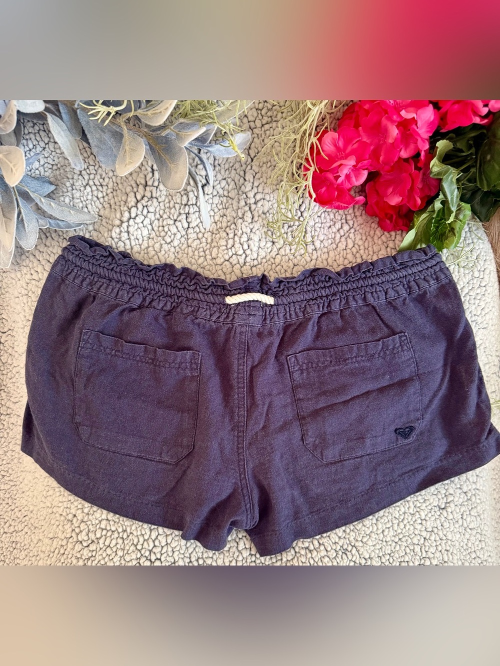 Roxy Navy Blue Drawstring Casual Shorts - Picture 3 of 3